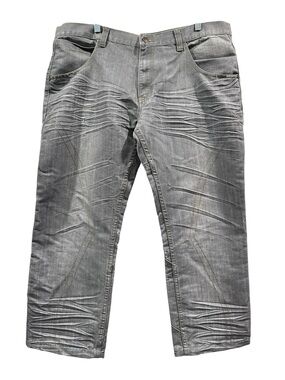 Emcee Gray Distressed Wash Jeans Size 40‎ Y2K Moto Utility Denim Pants